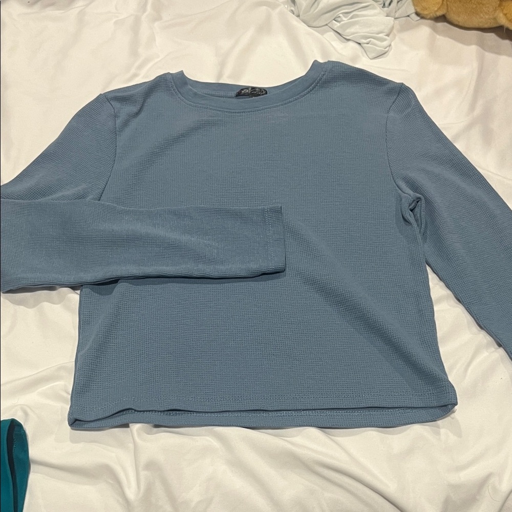 Splash Sky Blue Waffle Knit Top